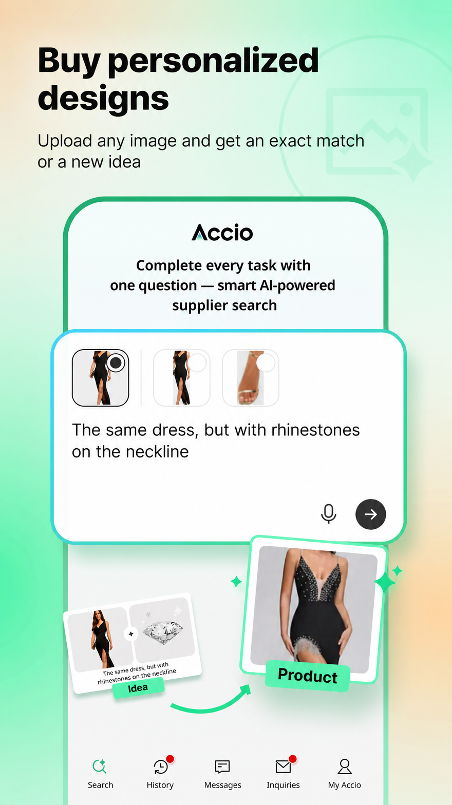 Accio creates a product design from an uploaded image